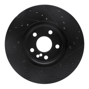 Land Rover Range Rover Evoque Brake Rotor (1) - Front Left - R1 Concepts - Drilled & Slotted - Black - `07-`18